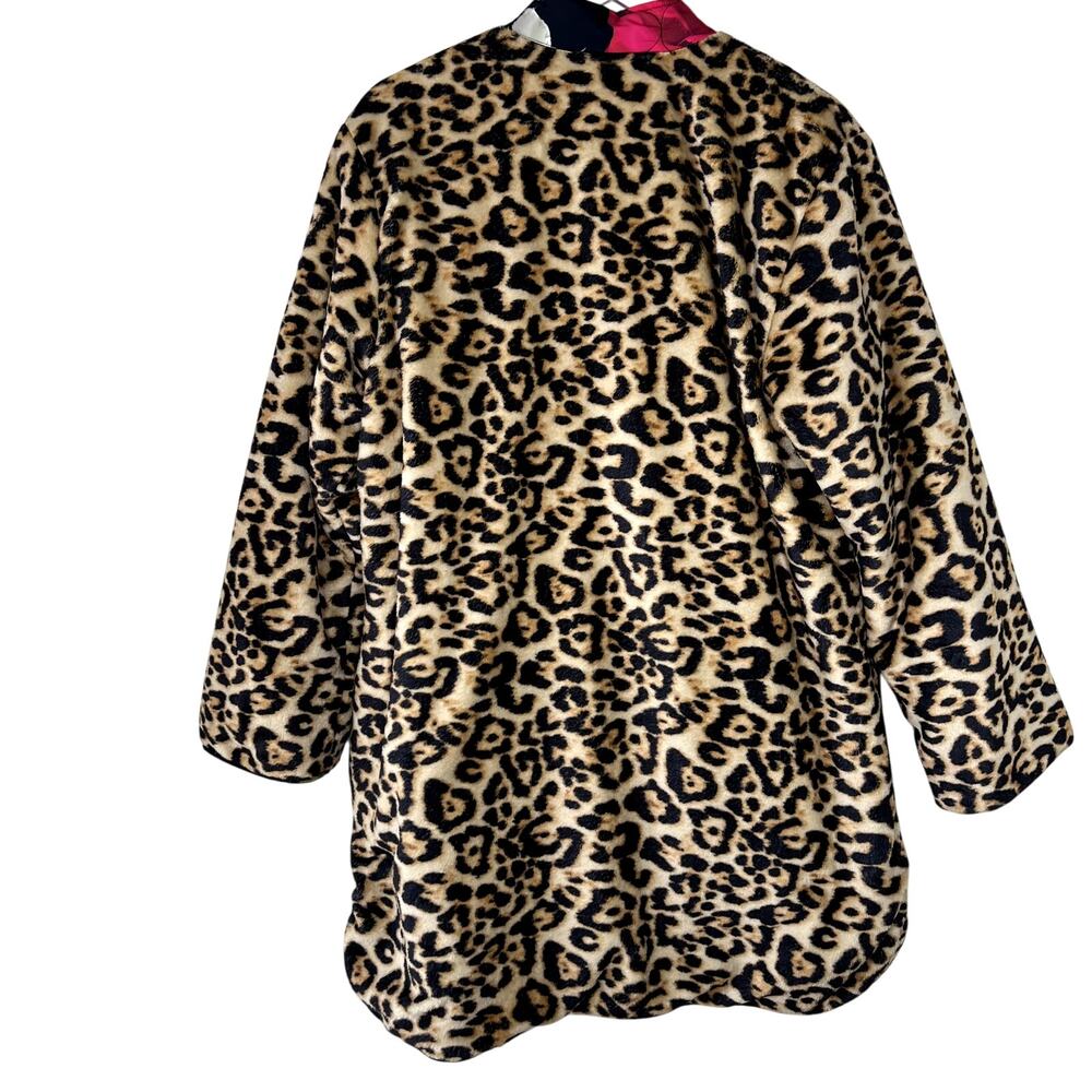 Johnny Was Vivi Puffer Jacket Reversible Floral Rose Print Leopard Faux Fur L - Picture 10 of 10